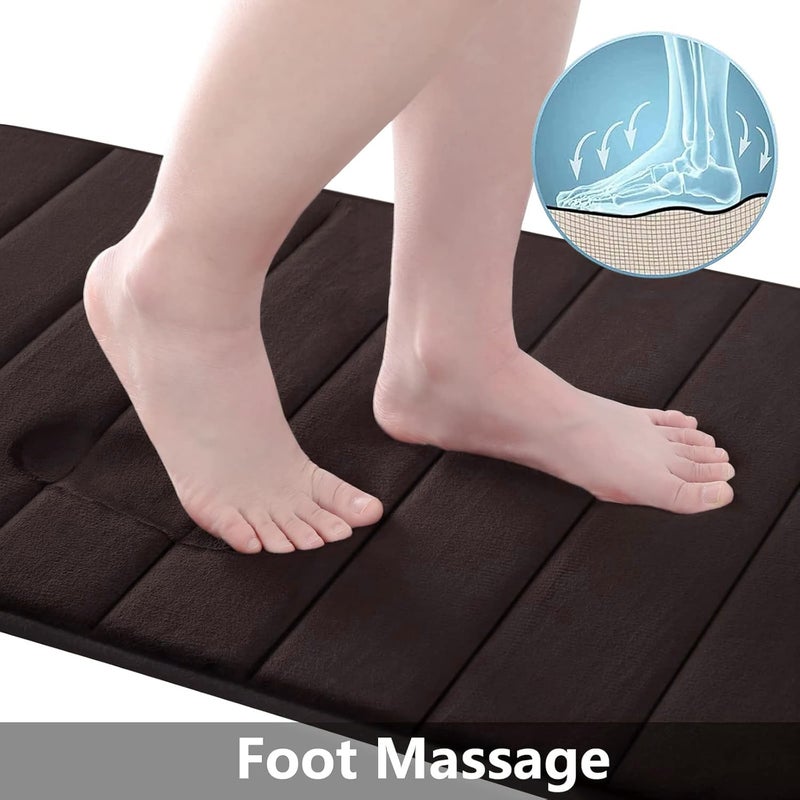 Buganda Memory Foam 3 Pieces Bathroom Rugs Set - Thick Soft Absorbent Non-Slip Bath Mats, Washable Small/Large/Contour Bath Rugs (24" x 16" + 30" x 20" + 24" x 20", Coffee) - Image 3